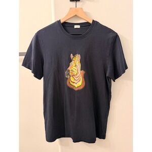 Paul Smith Zebra Graphic Tee Mens Small Navy Blue Rainbow Stripe T-Shirt